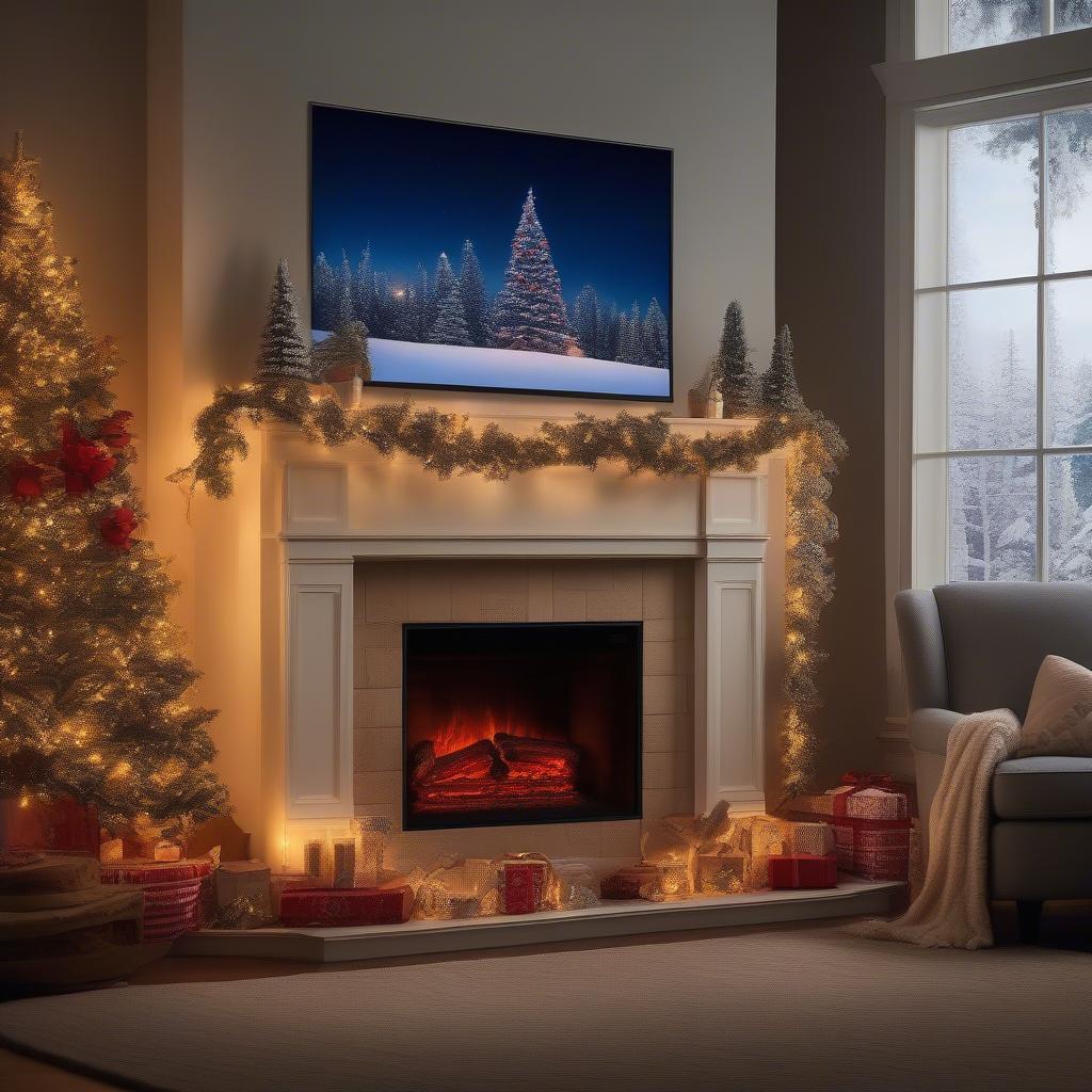 Cozy Fireplace Scene on Frame TV for Christmas