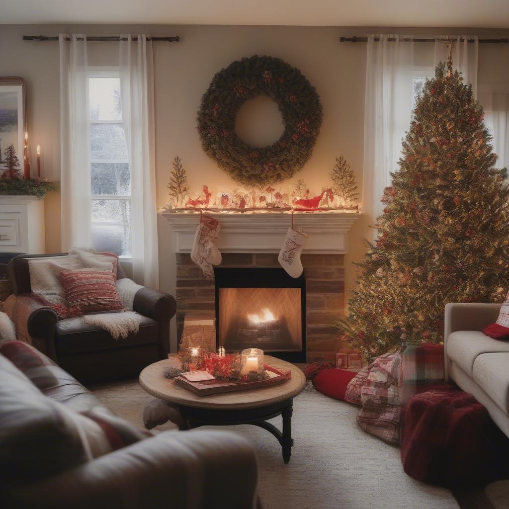 Christmas Lumbar Pillows Arranged on a Sofa