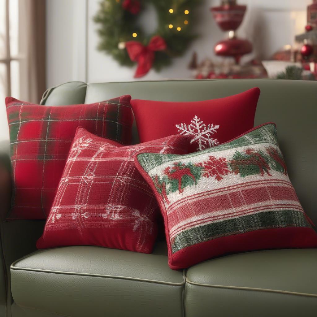 Red and Green Christmas Lumbar Pillows