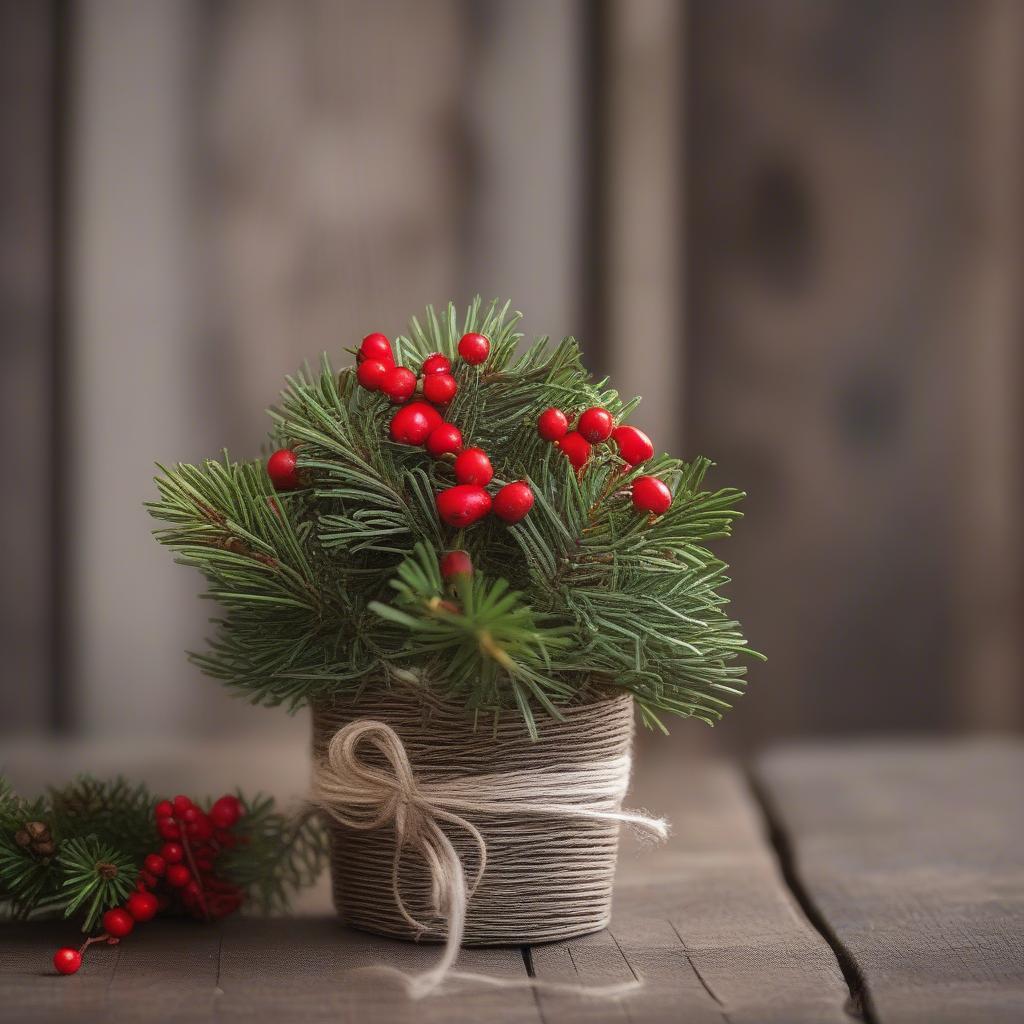 DIY Christmas Mistletoe Tree with Fresh Sprigs