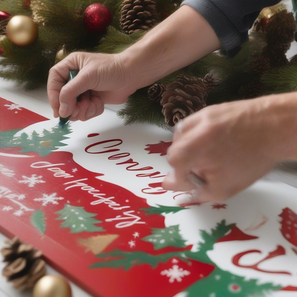 Adding the Finishing Touches to Your Christmas Painted Sign