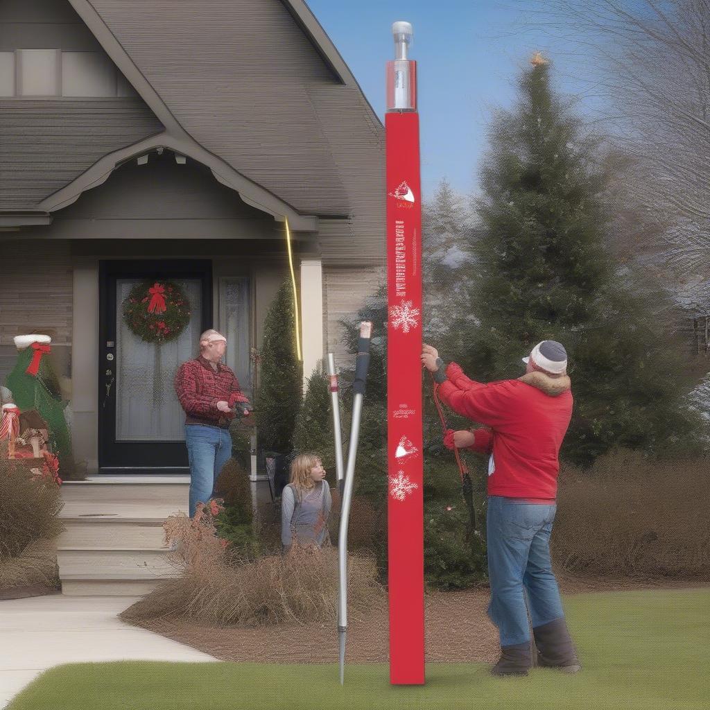 Installing a Christmas Pole Sign in a Front Yard