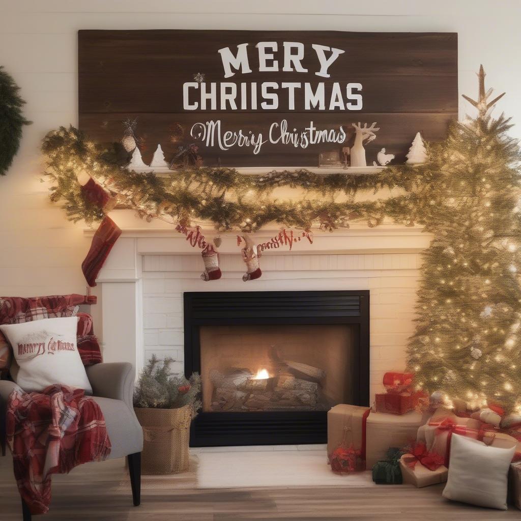 Christmas Rustic Signs in Living Room Decor