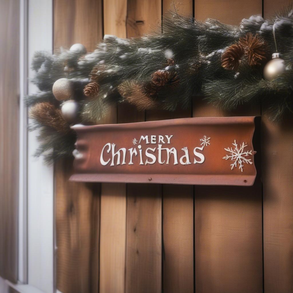 Rustic Farmhouse Christmas Sign Metal Decor