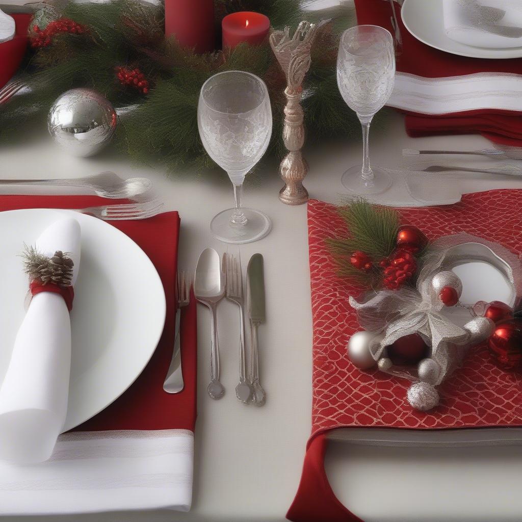 Christmas Table Setting with Napkin Rings