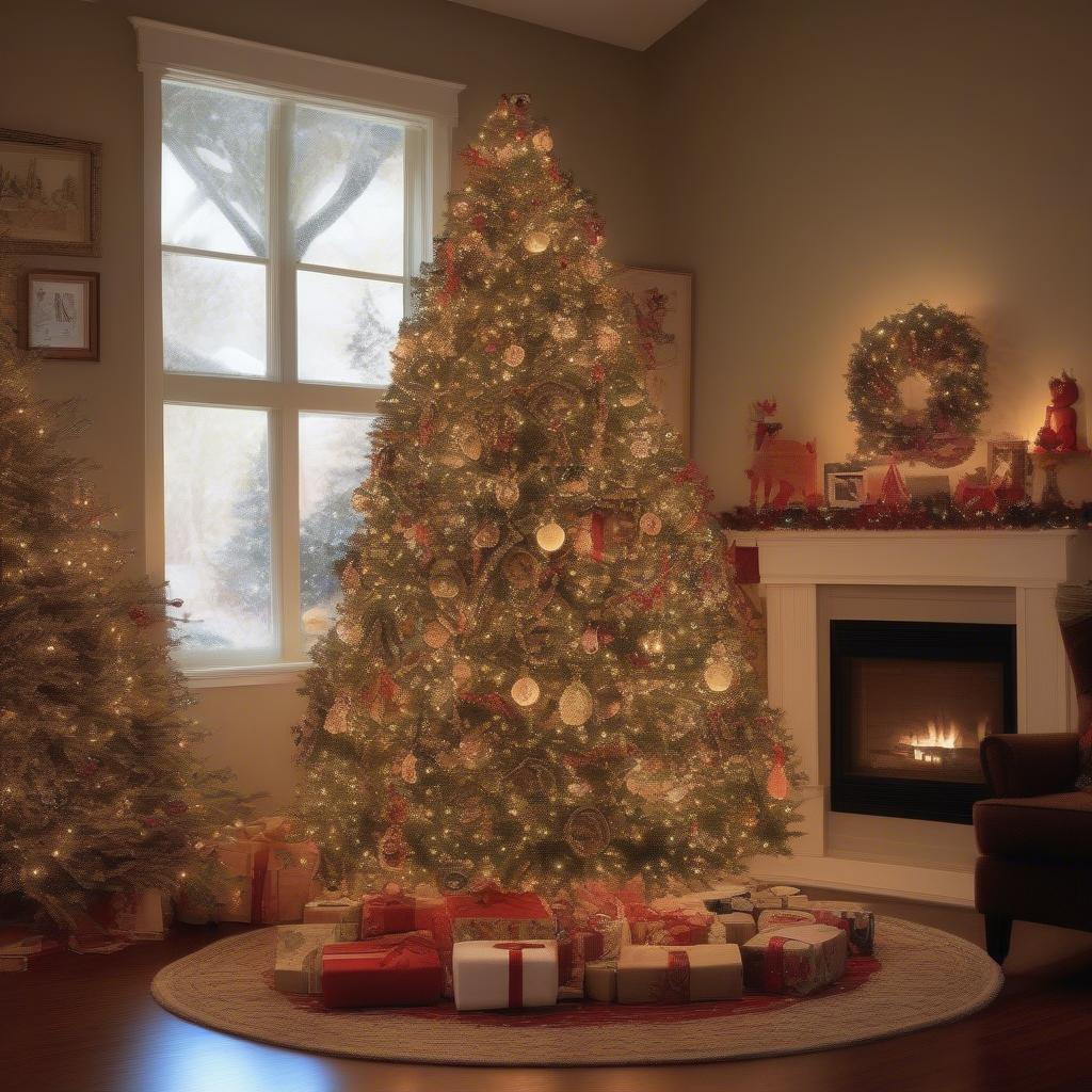 Christmas Tree Decorated with Picture Ornaments