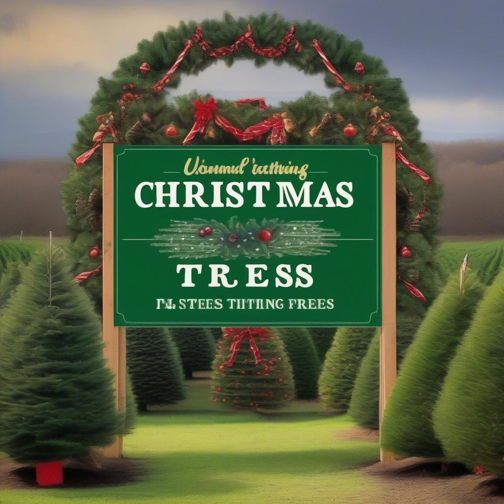 Christmas Tree Farm Sign Welcoming Visitors