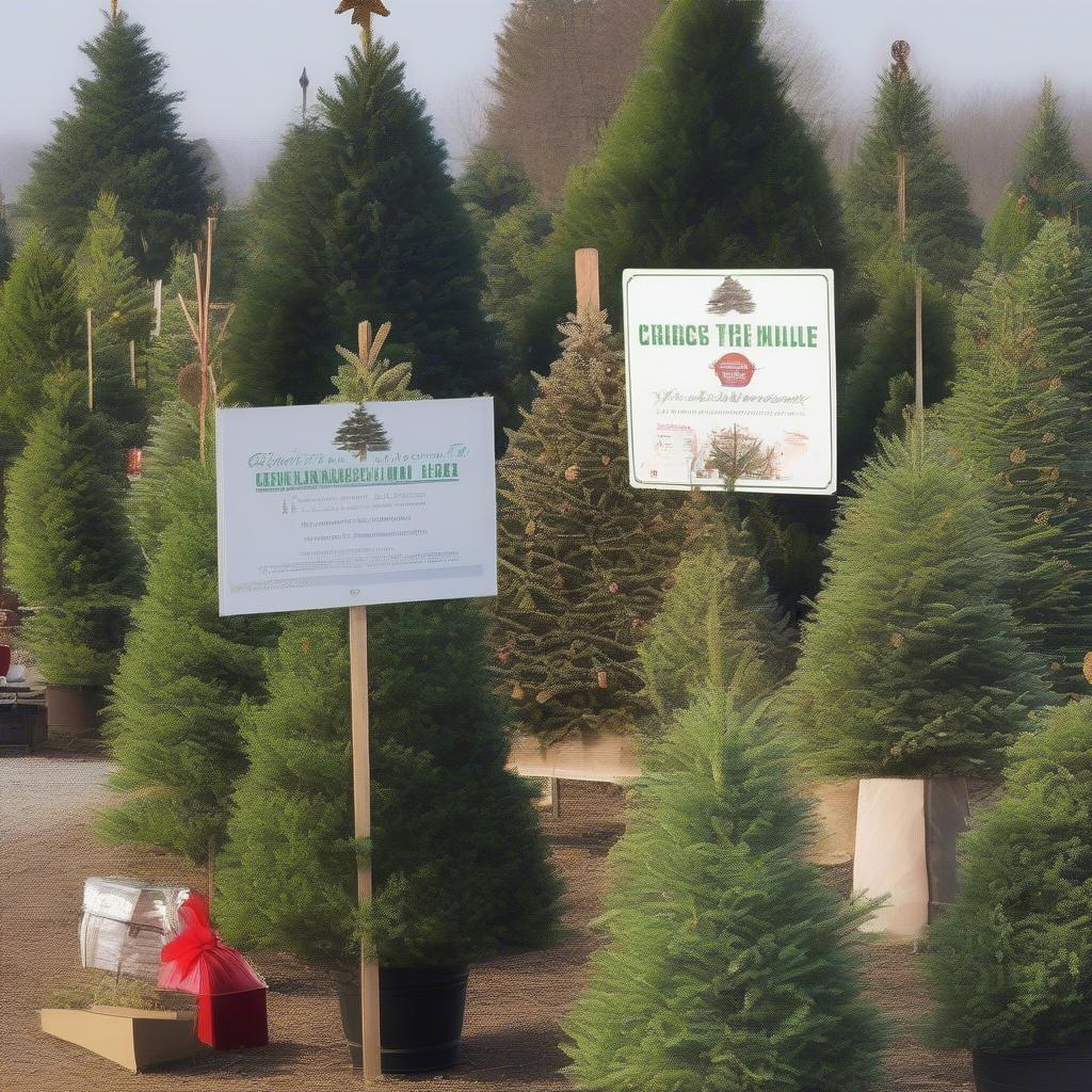 Christmas Tree Lot Sign Displaying Prices