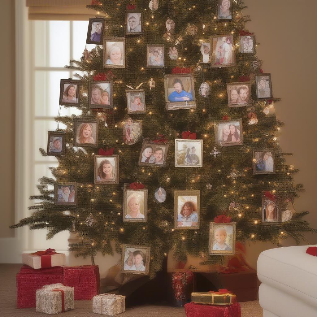 Christmas Tree with Family Photo Ornaments