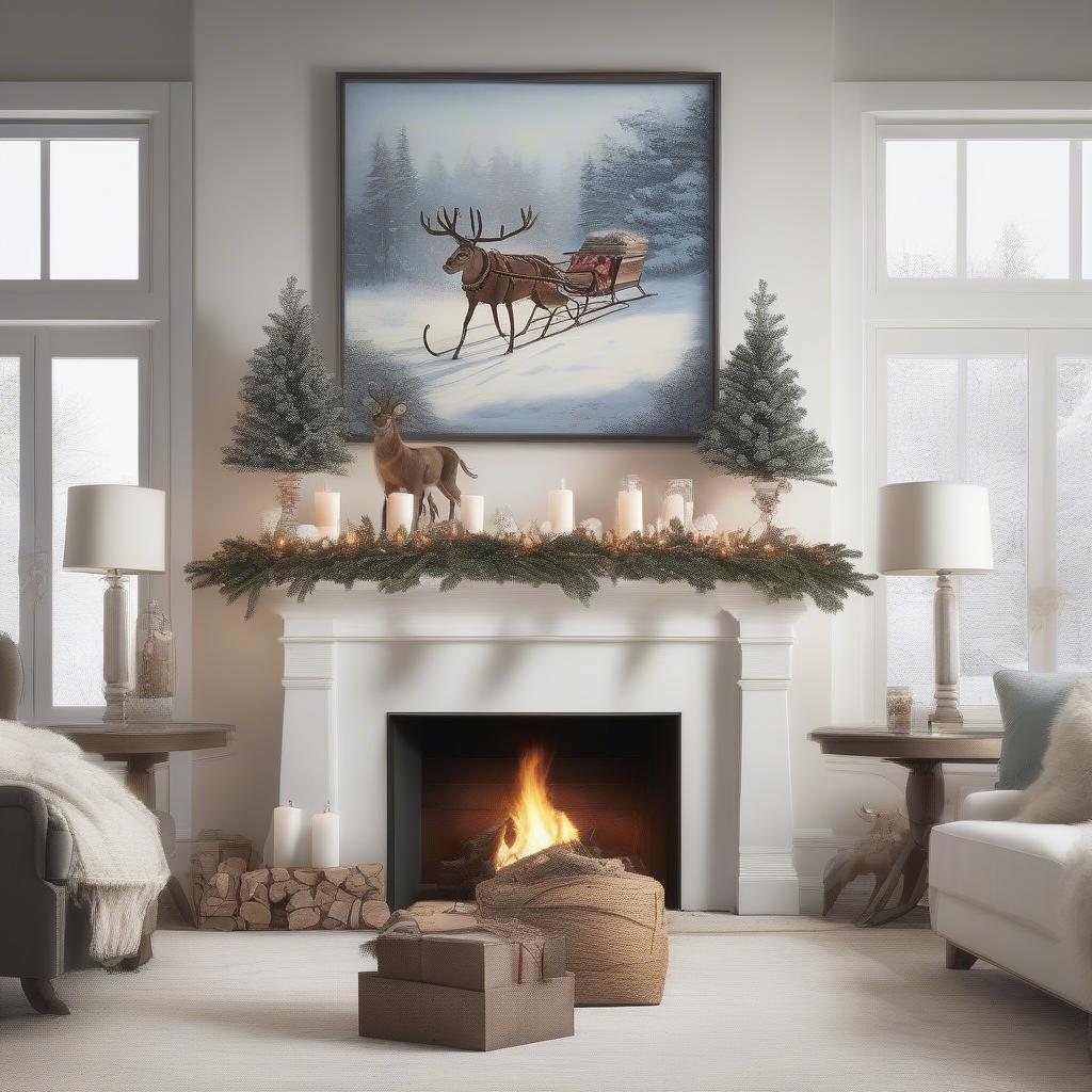 Framed Christmas Wall Art in a Living Room Setting