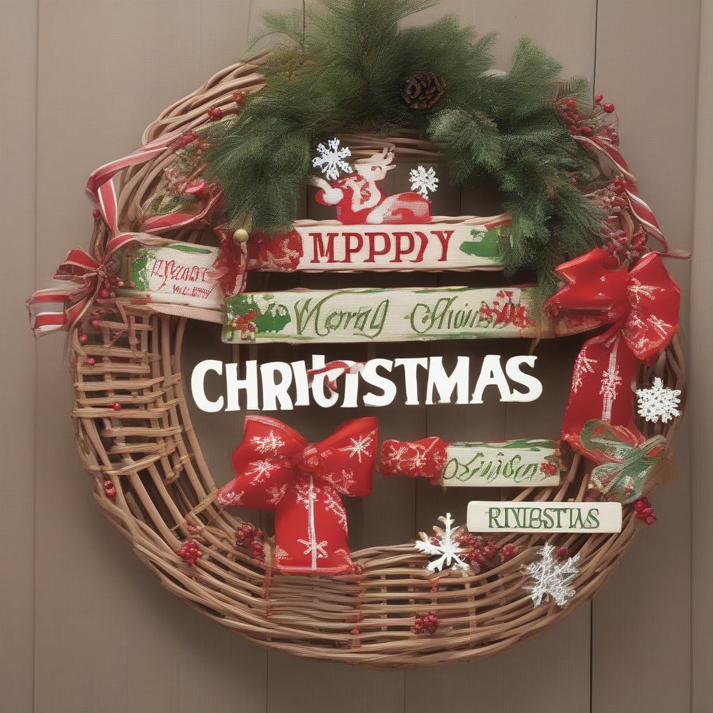 Christmas Wicker Wall Signs