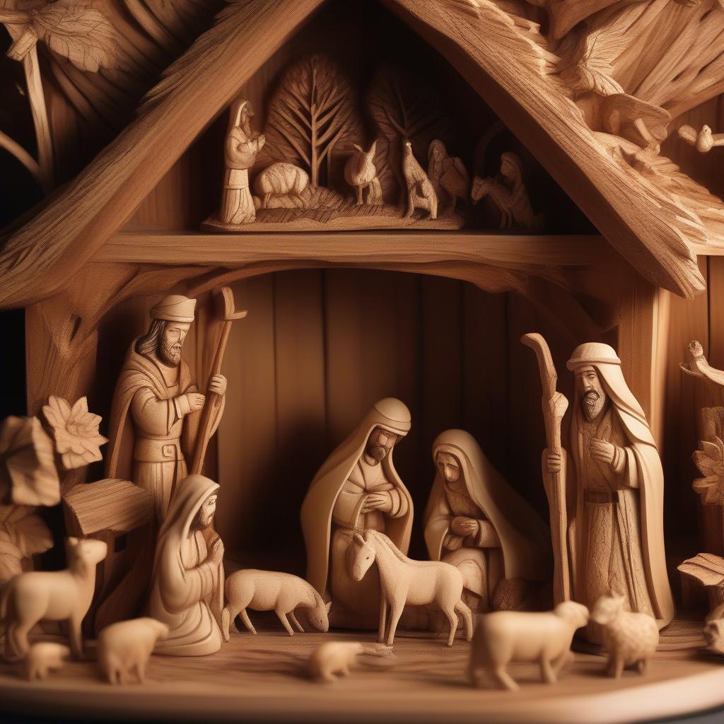 Christmas Wood Wall Art Nativity Scene