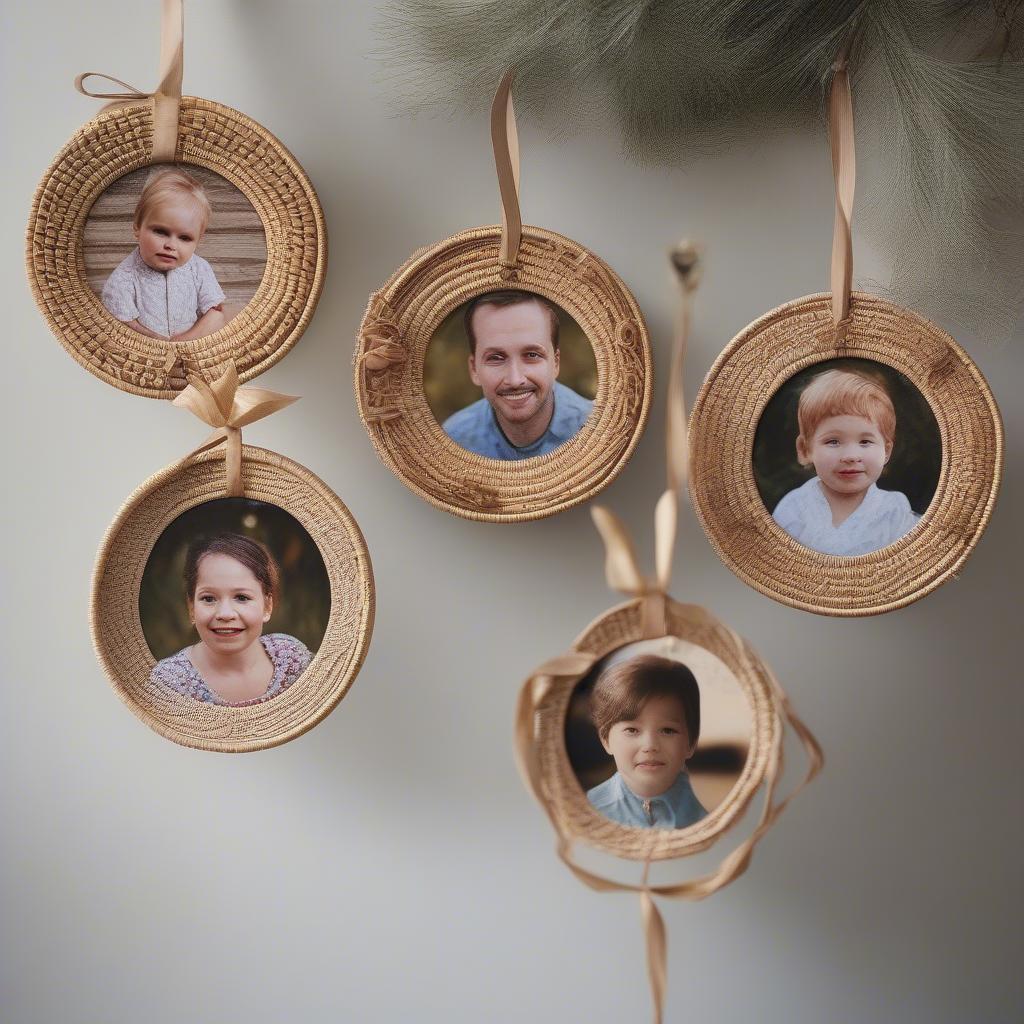 Classic Photo Ornaments with Wicker and Rattan Frames