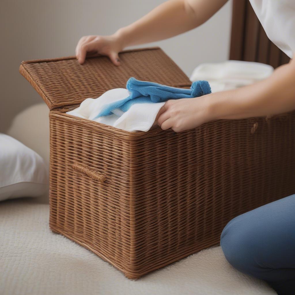 Cleaning a wicker toy chest