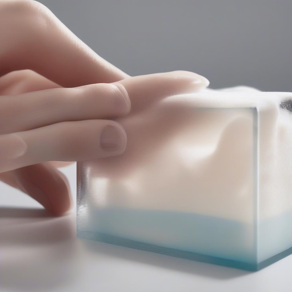 Cleaning an acrylic small stand with gentle soap and water.