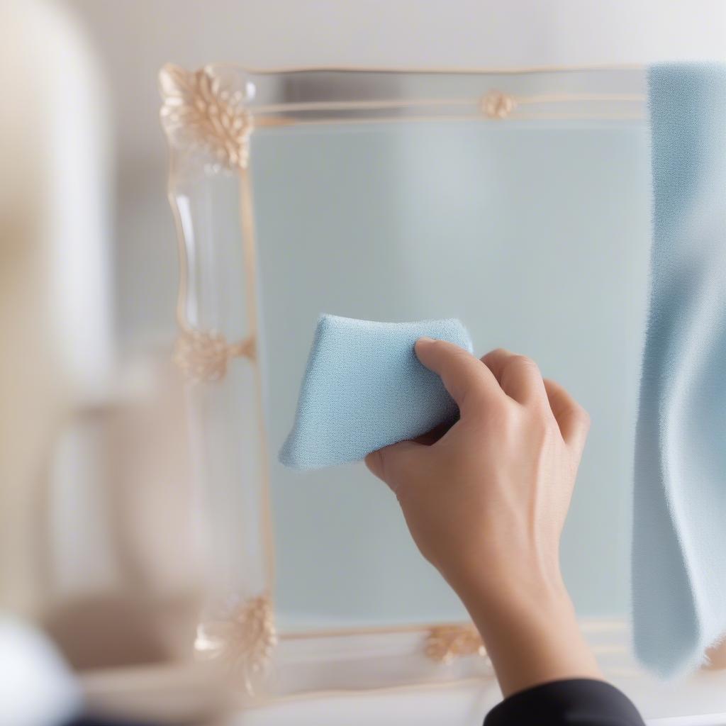 Cleaning Clear Picture Frames with Microfiber Cloth