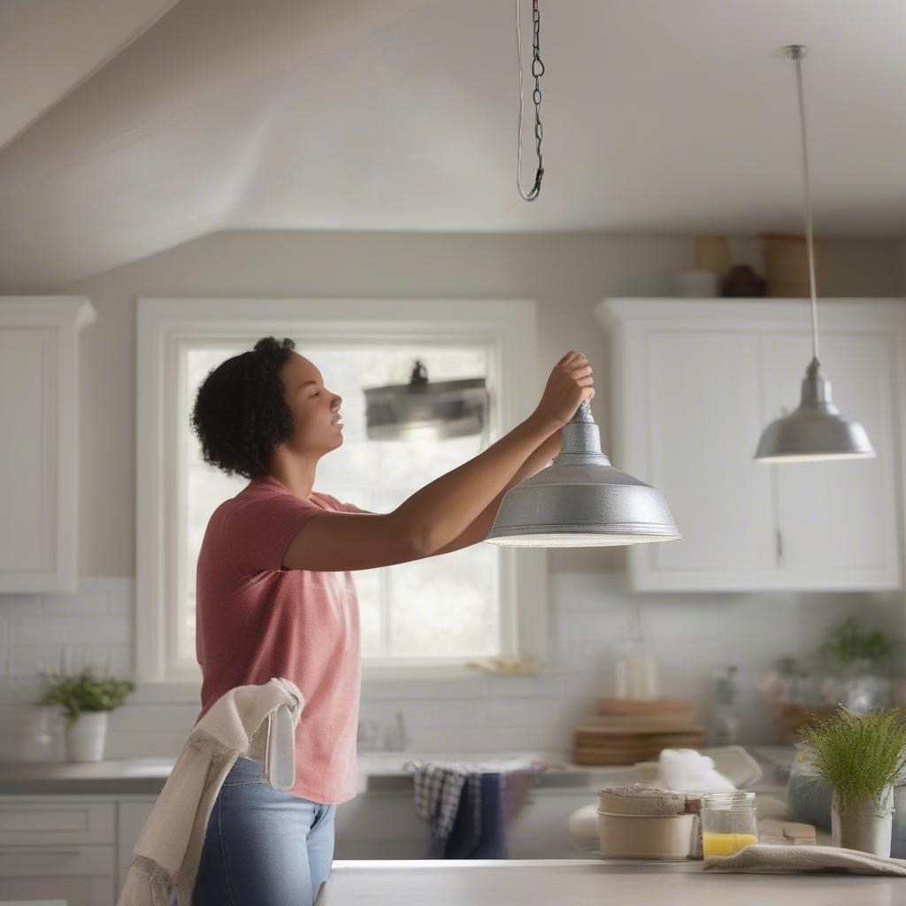 Cleaning a galvanized pendant light