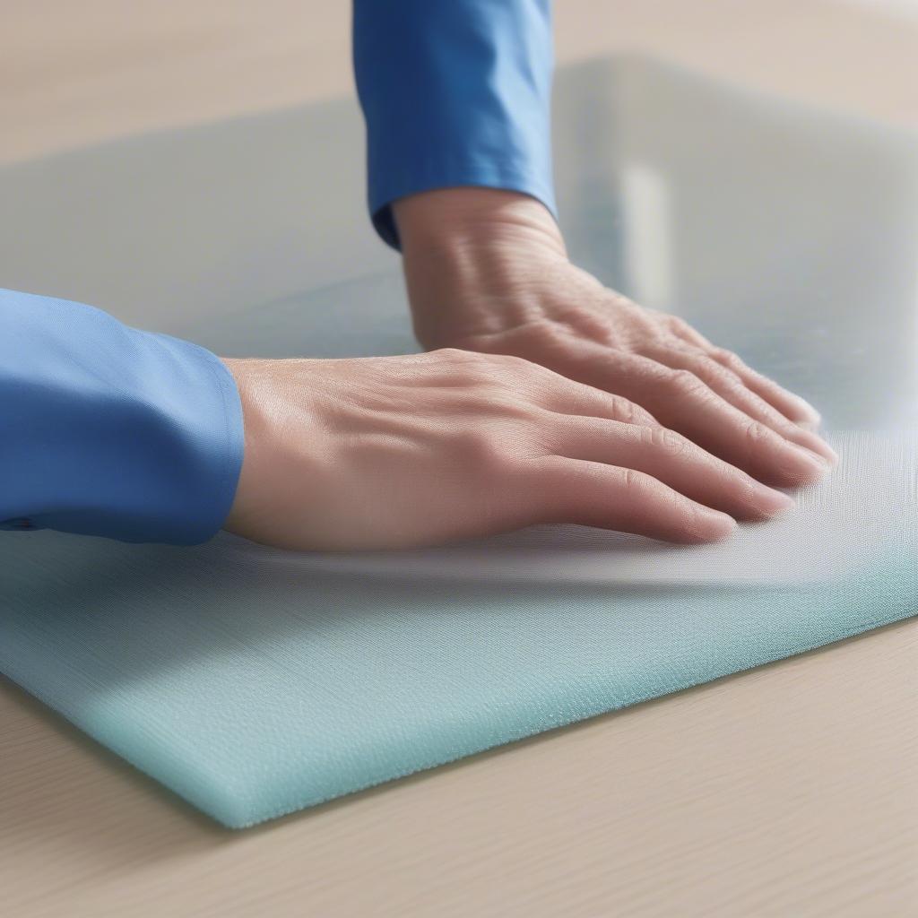 Cleaning a glass chair mat