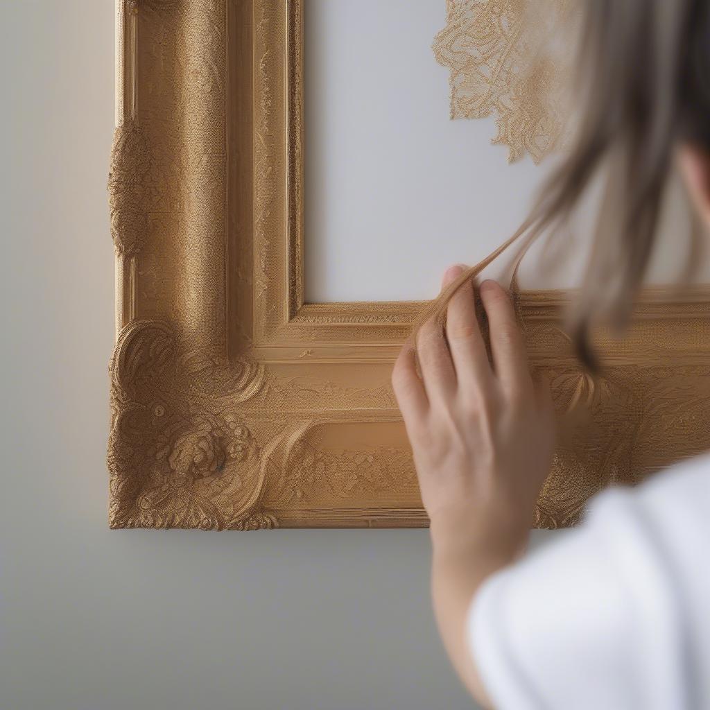 Cleaning a Gold 24x36 Picture Frame with a Soft Cloth