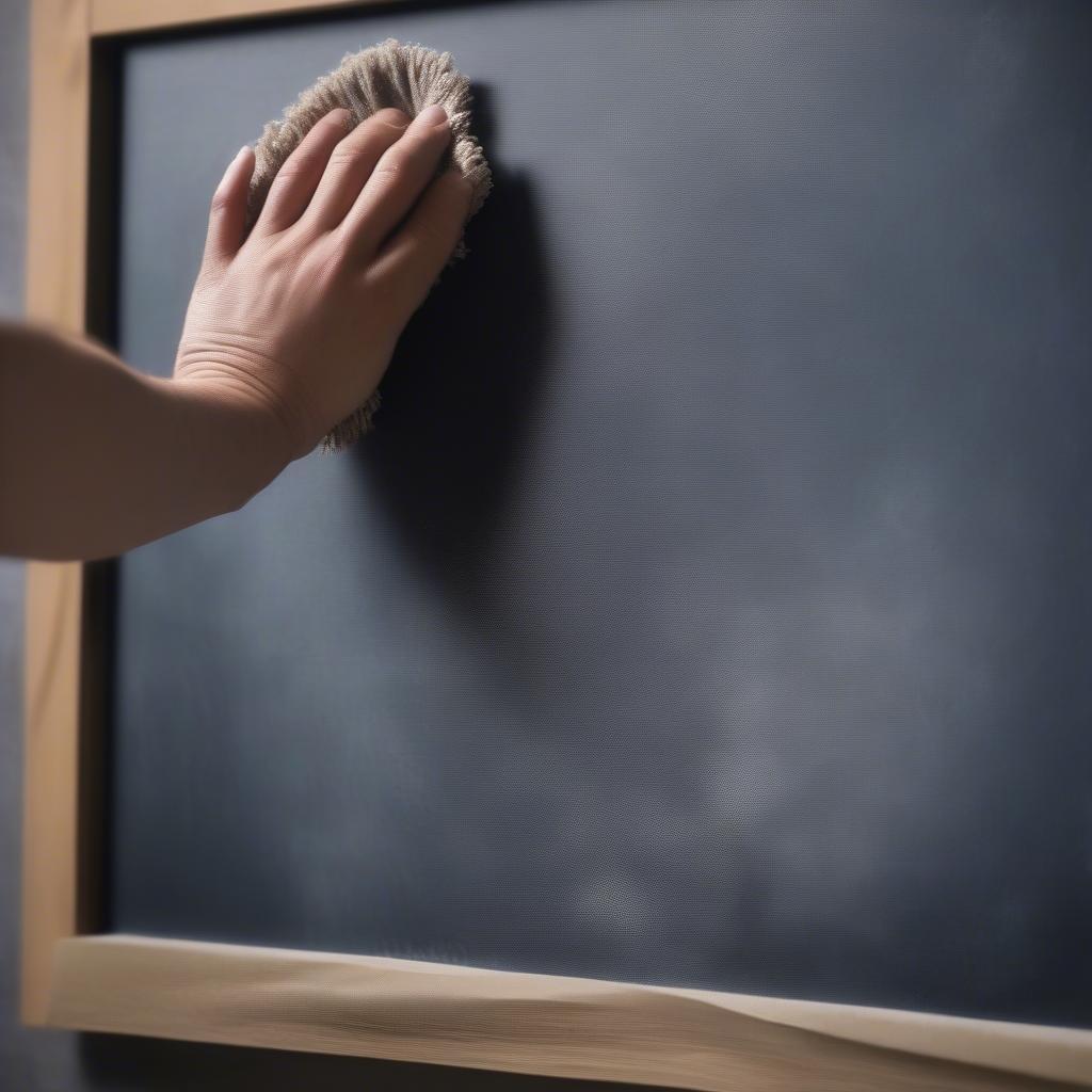 Cleaning a Hanging Blackboard