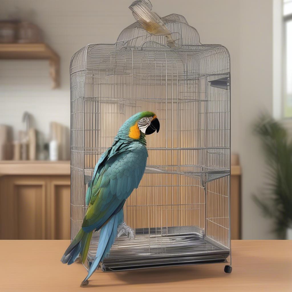 Cleaning an Ornate Parrot Cage