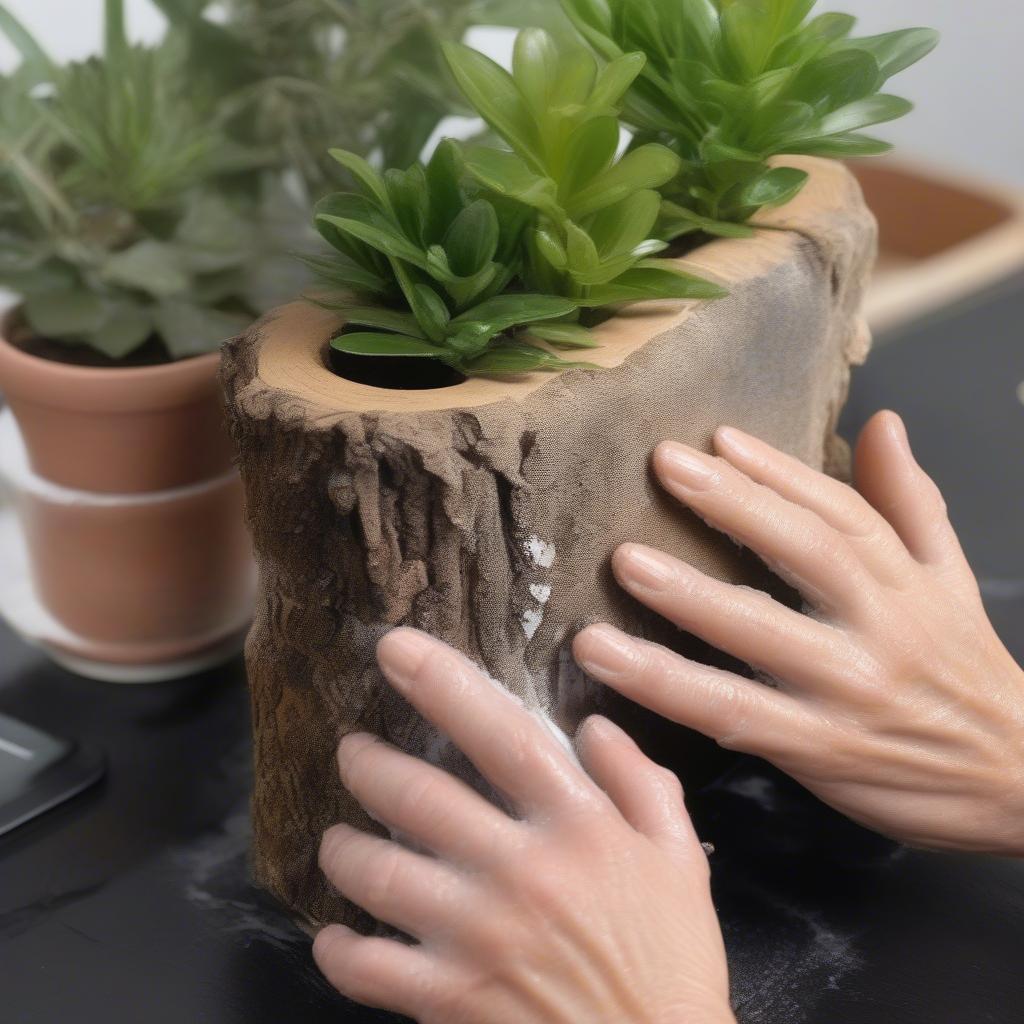 Cleaning a Vintage Ceramic Log Planter