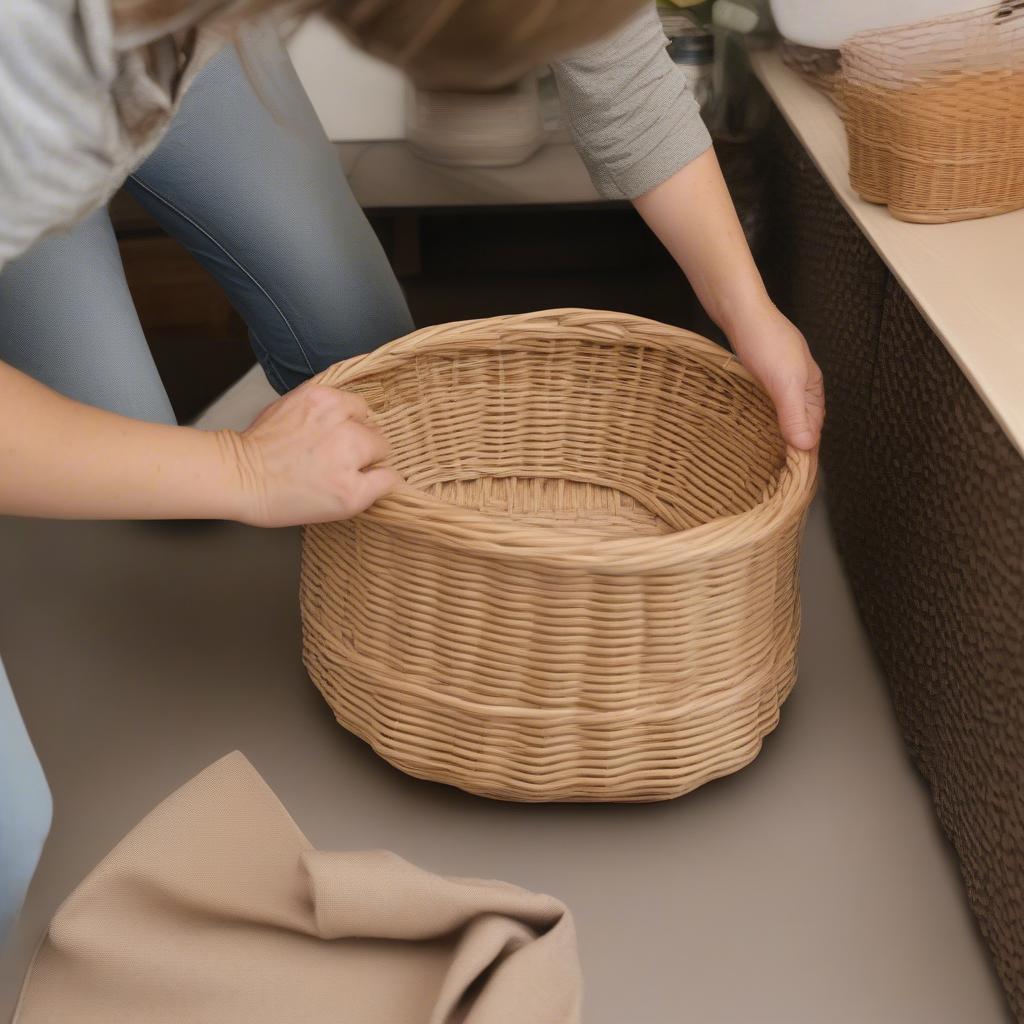 Cleaning Vinyl Overlay on a Rattan Basket