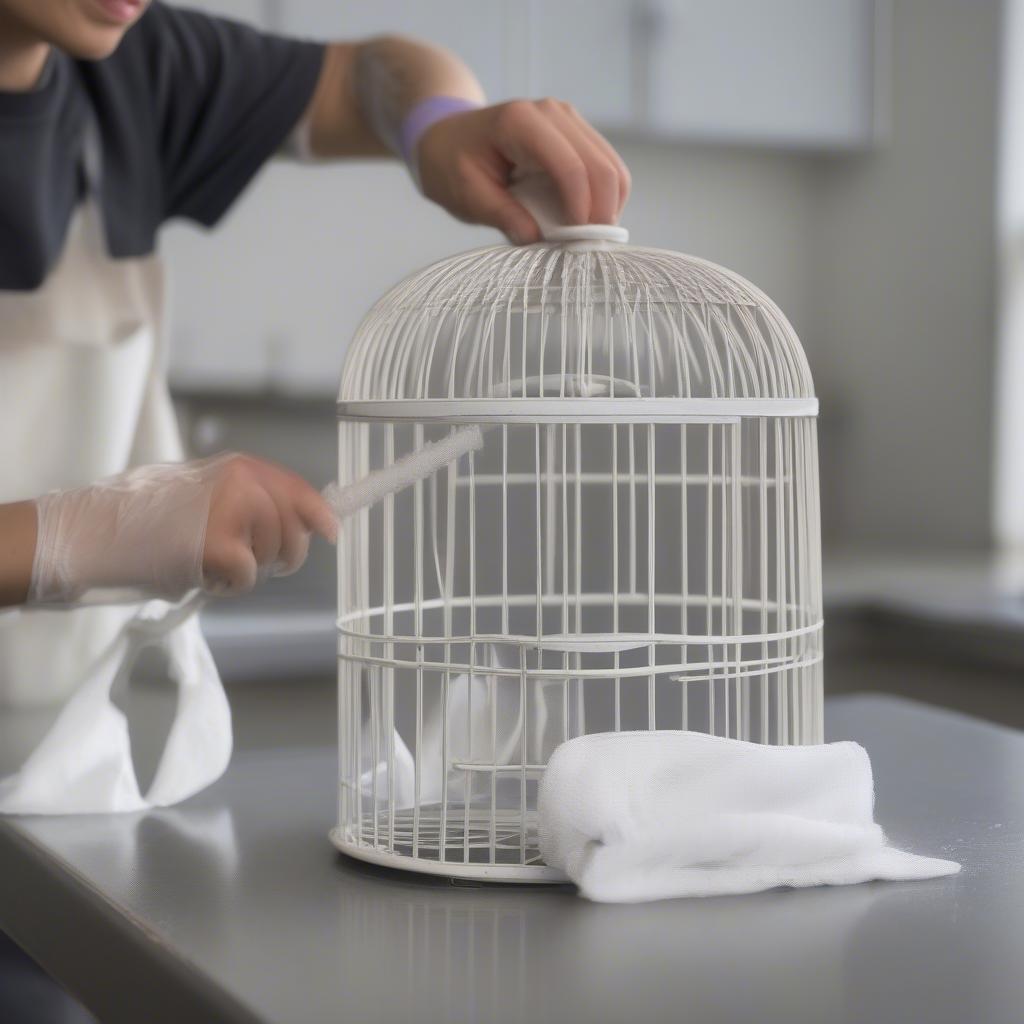 Cleaning a White Birdcage