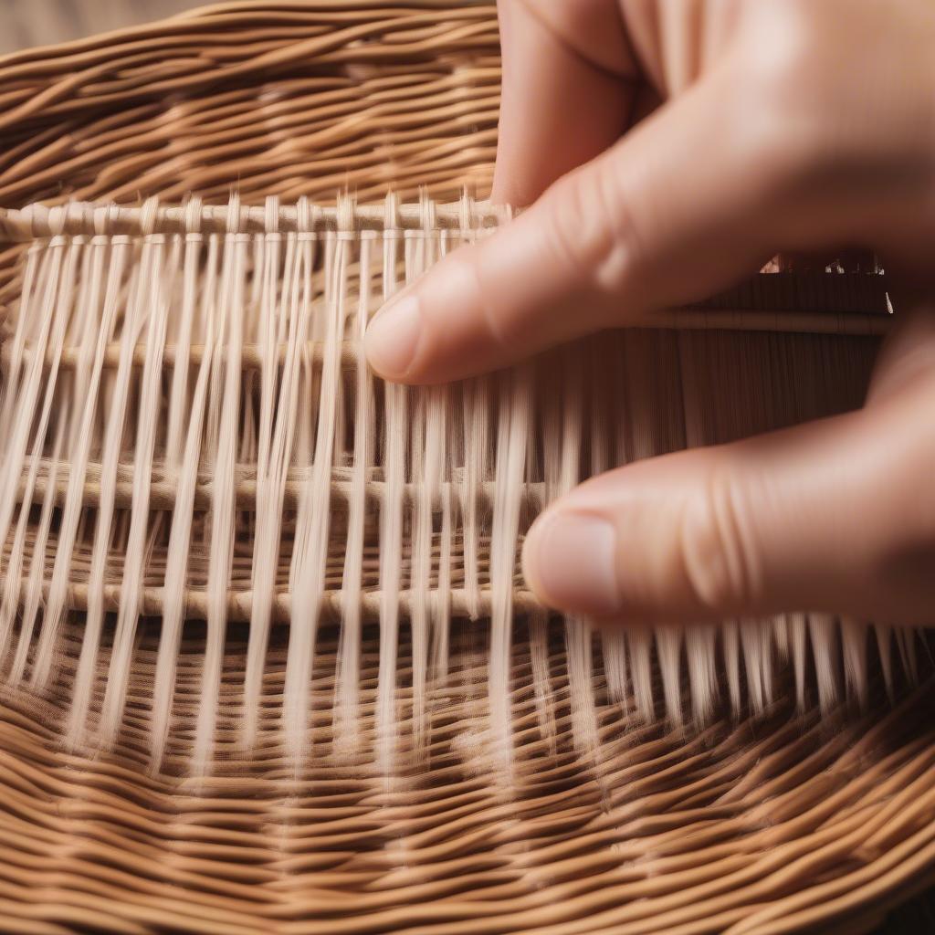 Cleaning wicker and rattan camping utensils with a soft brush and mild soap.