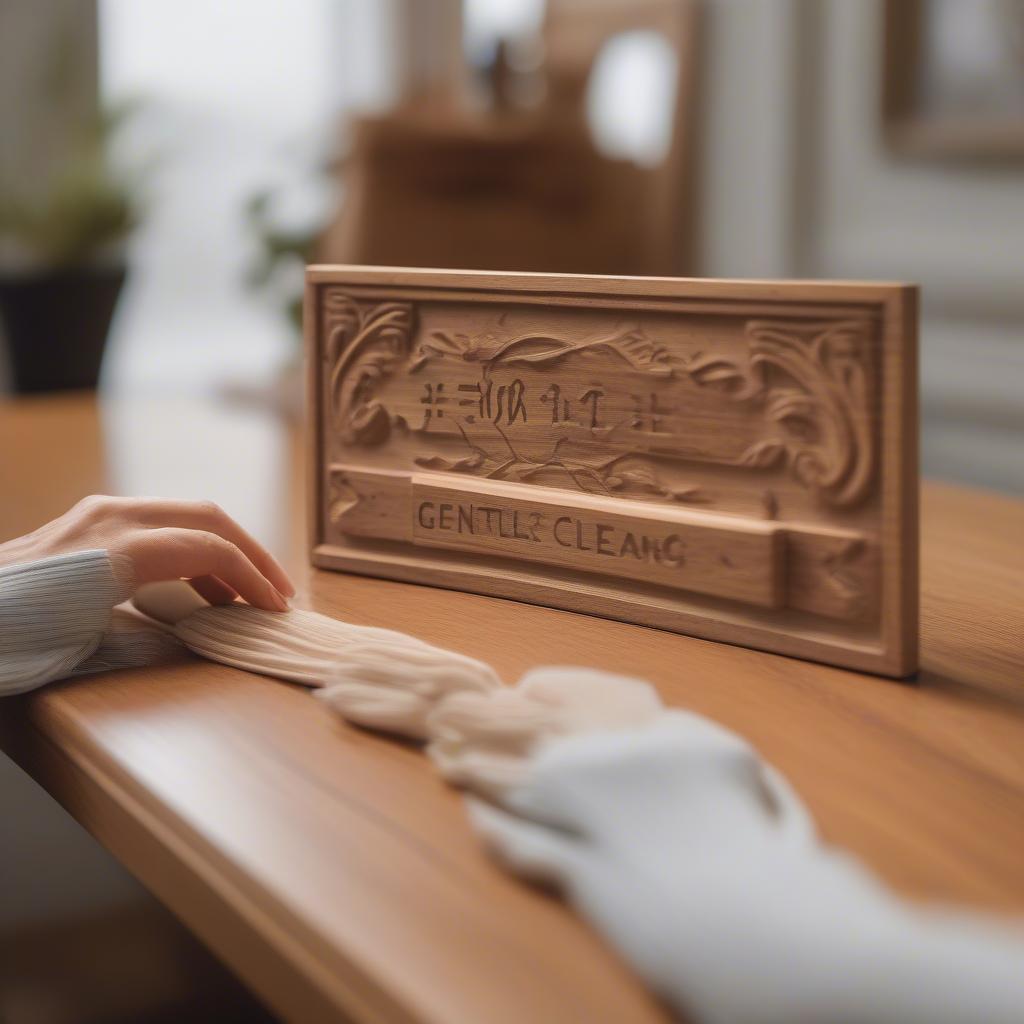 Cleaning a Wooden Home Sign