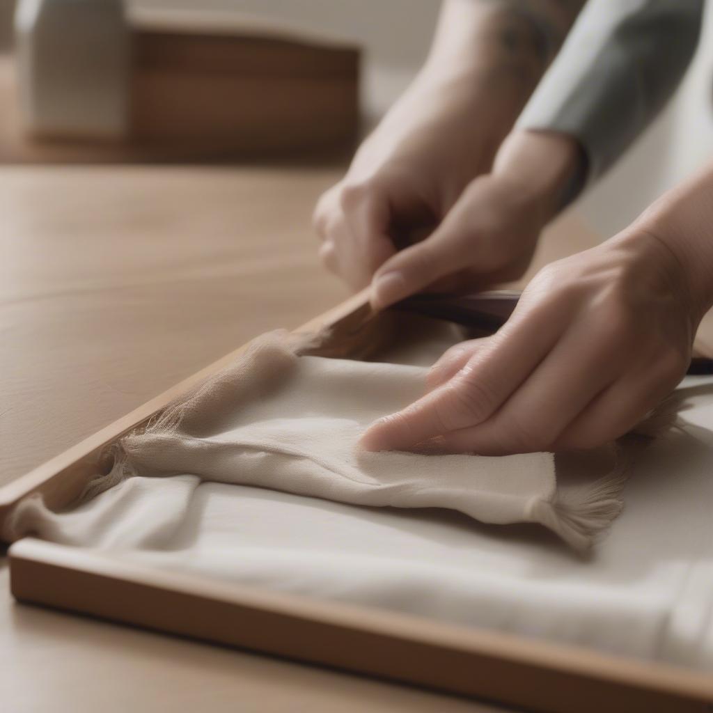 Cleaning a wooden picture frame