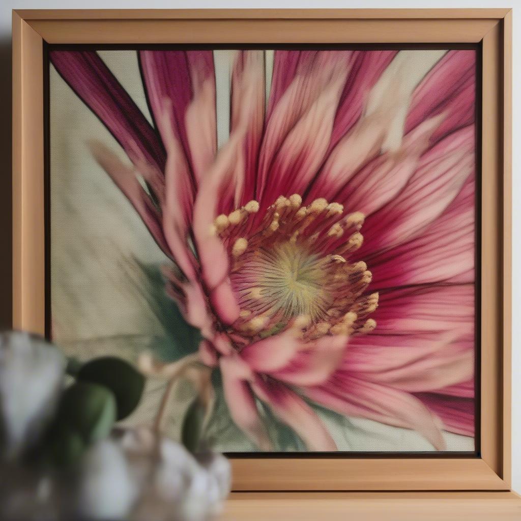 Close-Up of Canvas Texture on a Framed Print