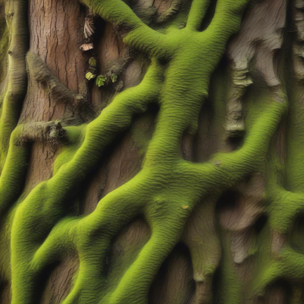 Close-up Woods Texture Bark and Moss