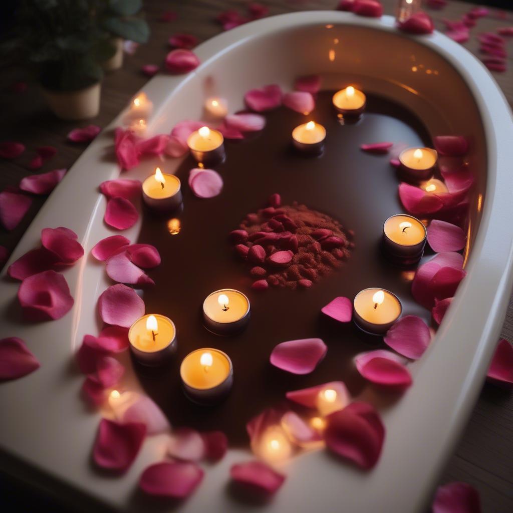 Romantic Cocoa Bath with Candles