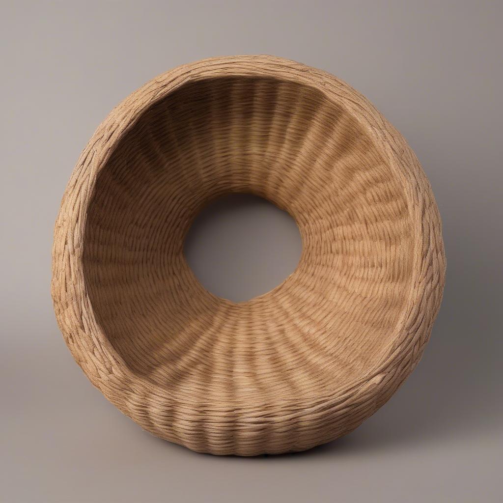 Coiled Pine Branch Basket: A finished coiled pine branch basket.