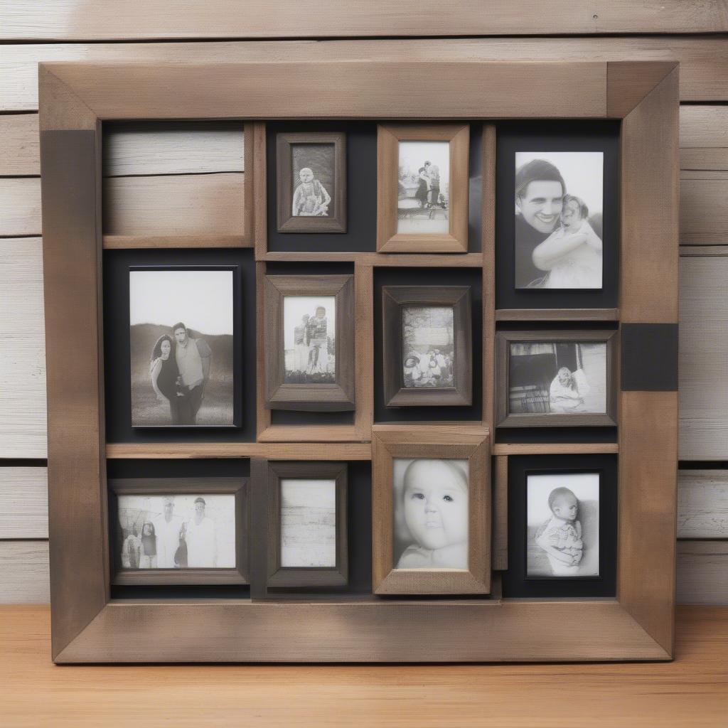 Rustic Wood Collage Picture Frame for 12 Pictures