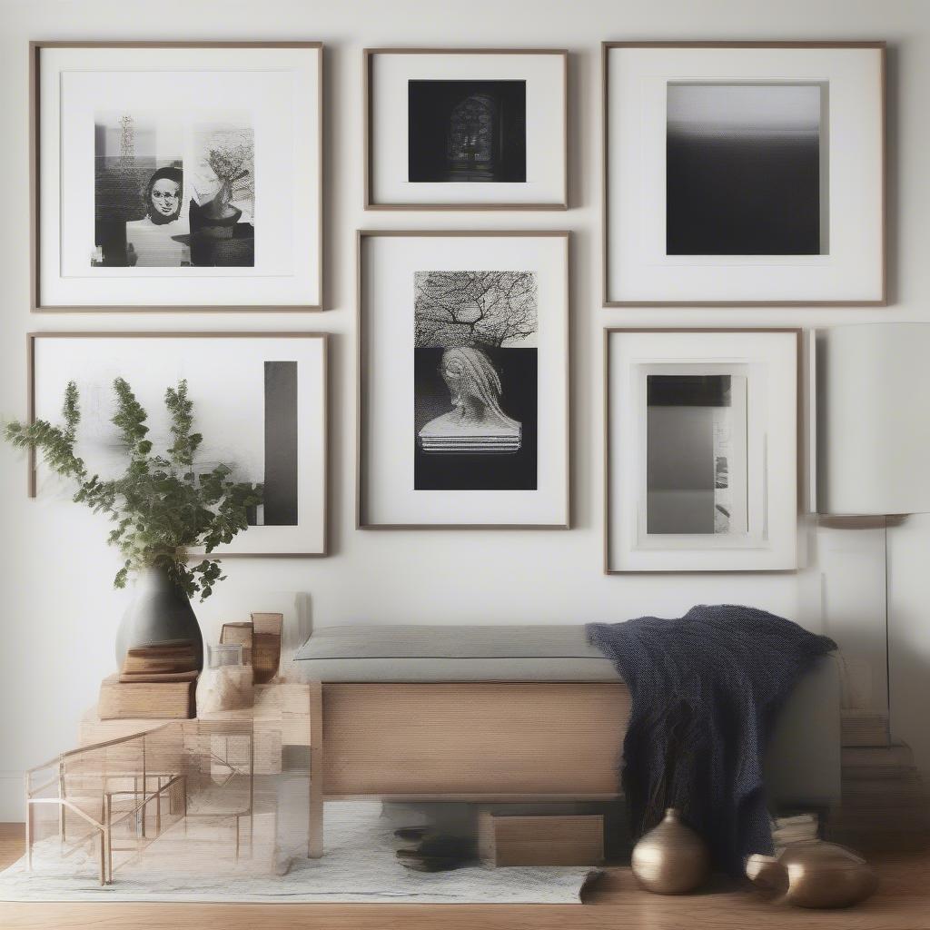 Different collage wall layouts, including symmetrical, asymmetrical, and organic arrangements.