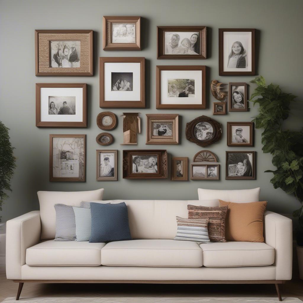 Collage Wooden Photo Frame Wall Display