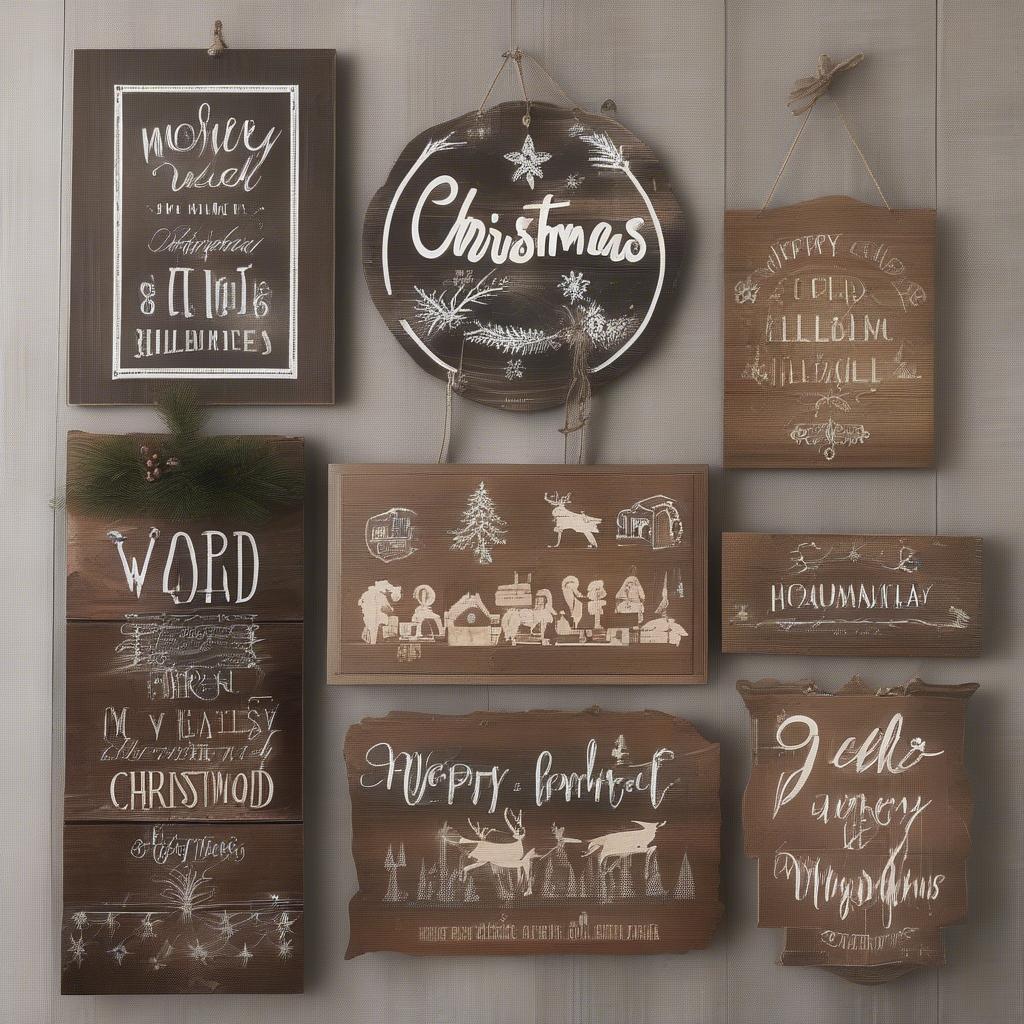 Collection of Wood Christmas Signs in Various Designs