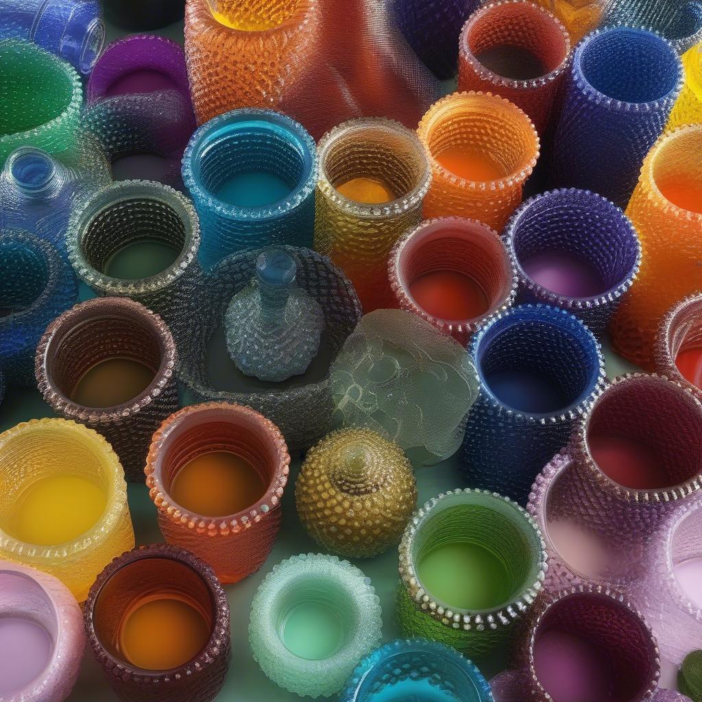 Colorful Hobnail Glass Collection