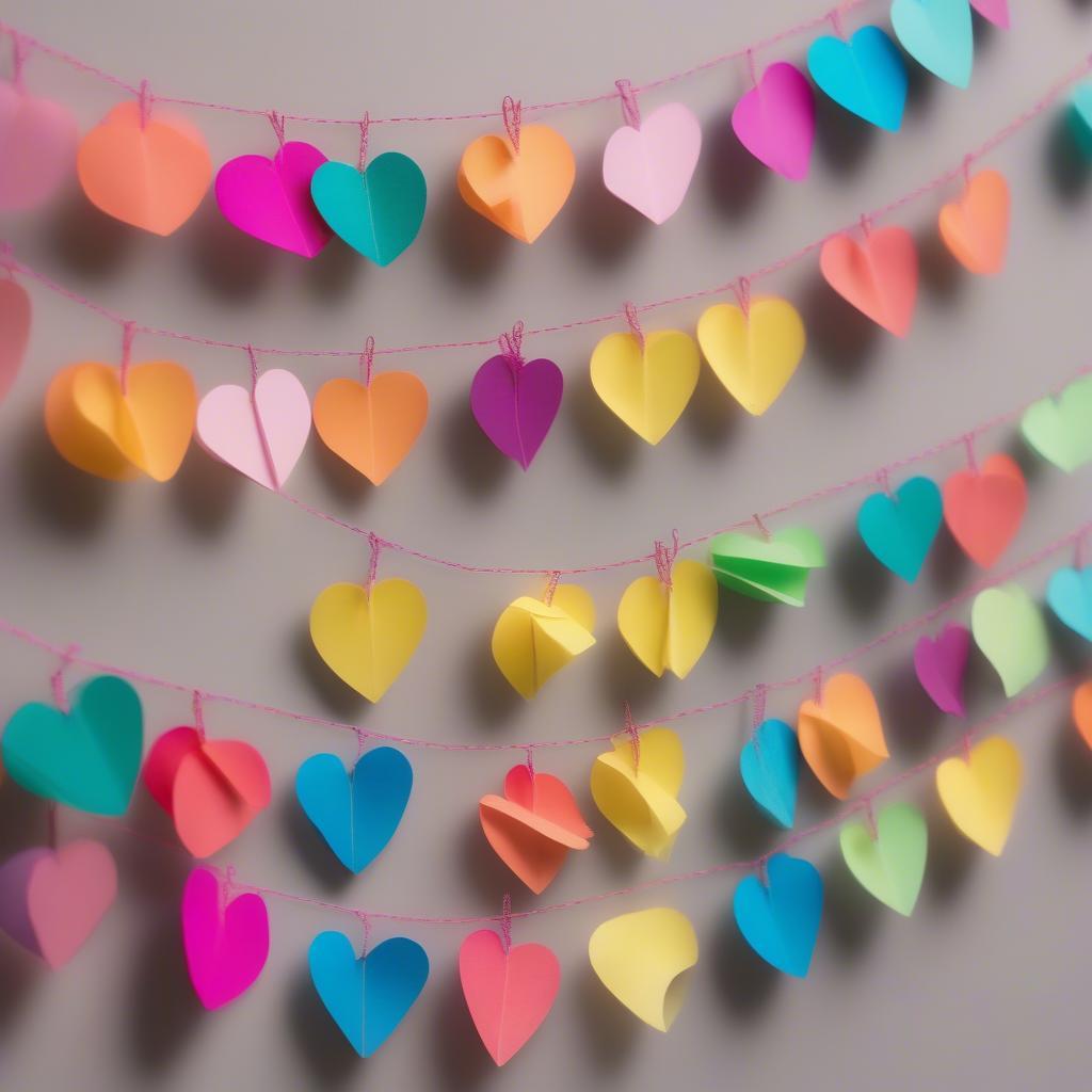 Creating a Garland with Multi-Colored Sticky Note Hearts