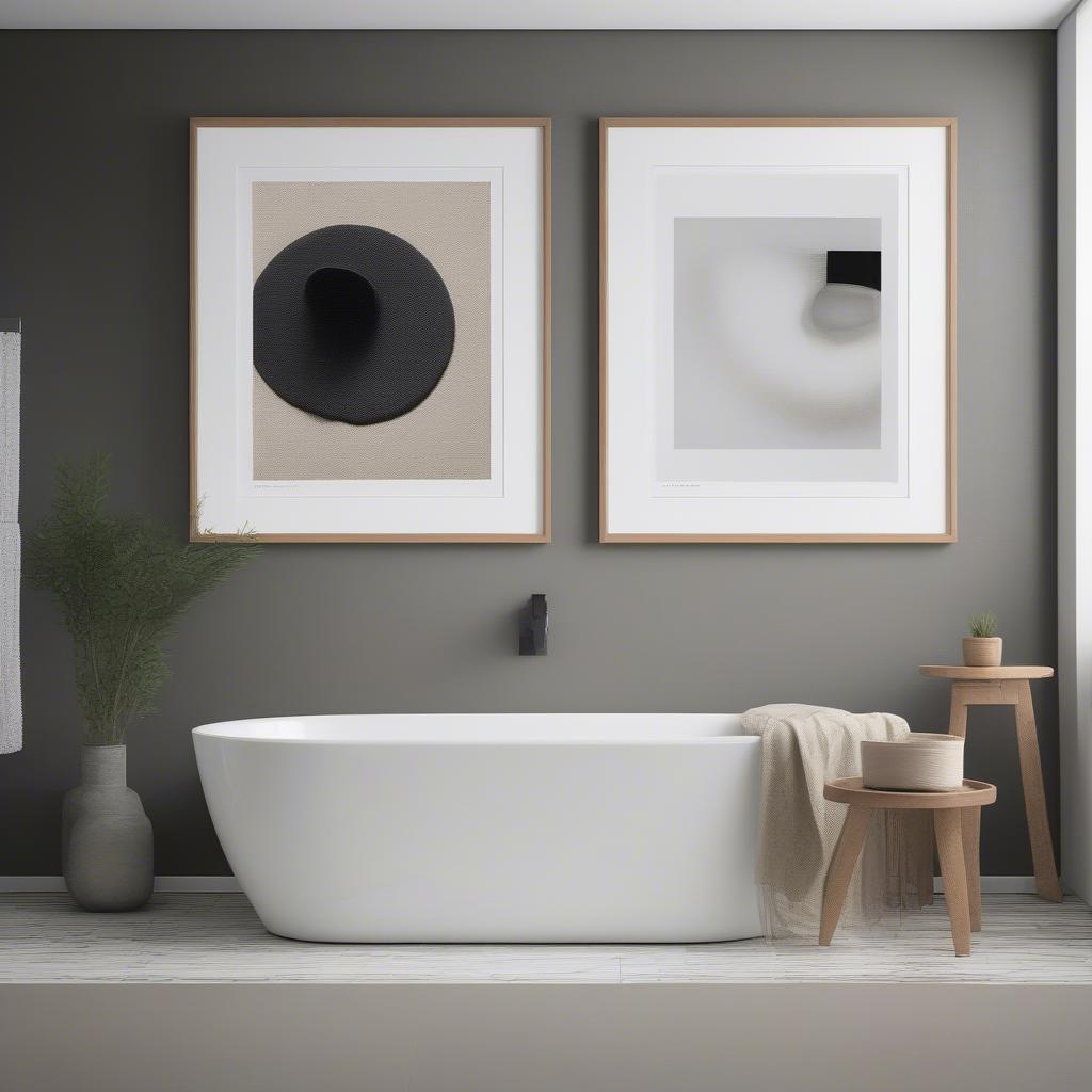 Side-by-side comparison of a canvas print and a framed print in a bathroom setting, highlighting the pros and cons of each.