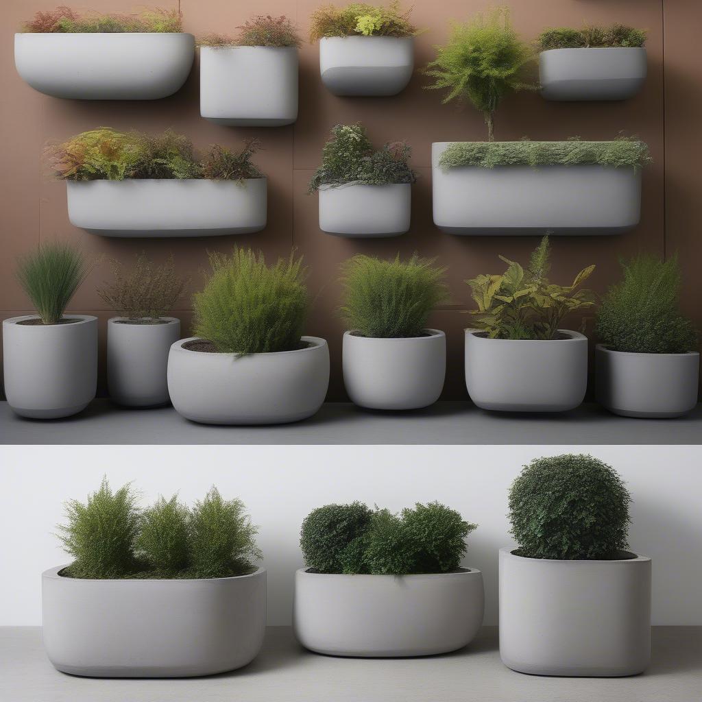 Concrete Oblong Planters in Various Sizes