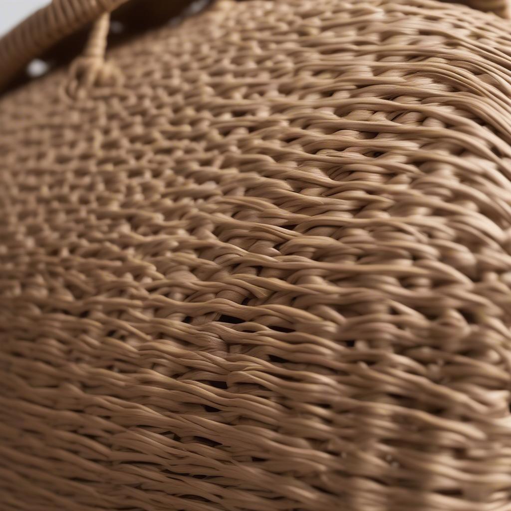 Close-up of a beautifully woven constellation bag showcasing the intricate wicker detailing and unique pattern