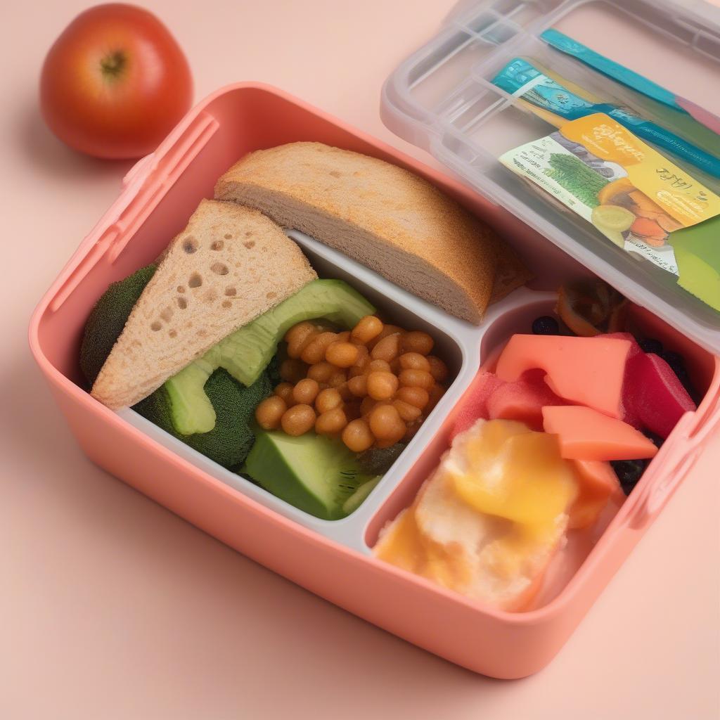 Coral Lunchbox Packed with Food