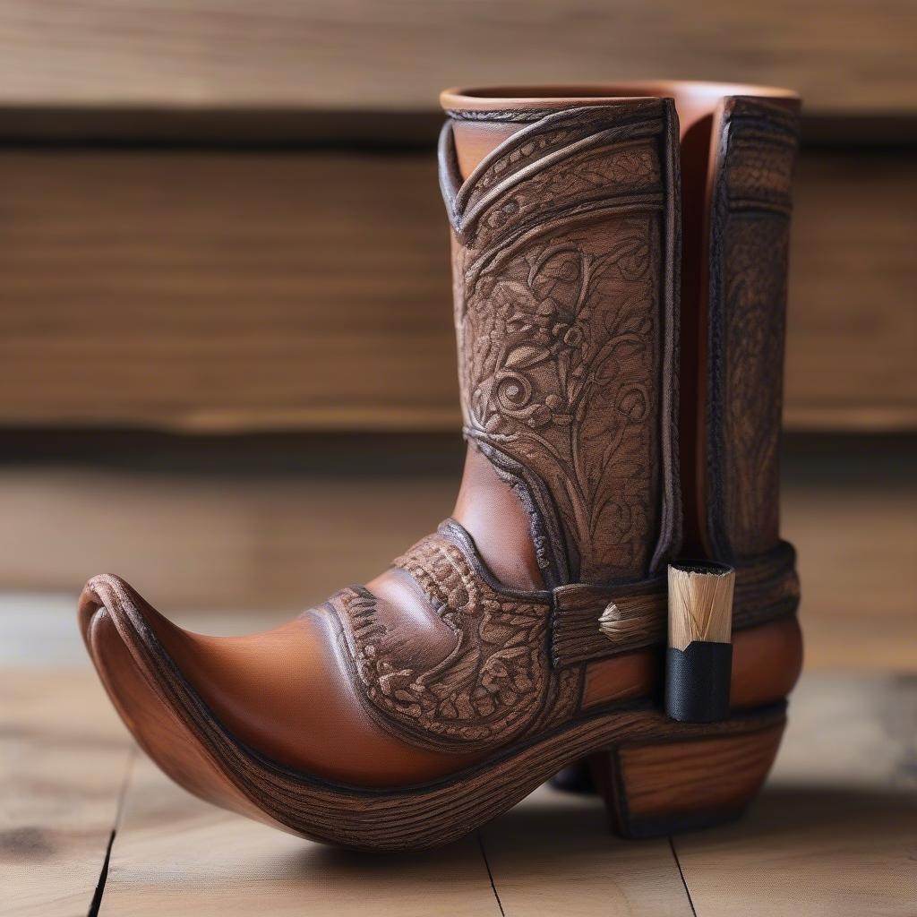 Rustic Cowboy Boot Match Holder