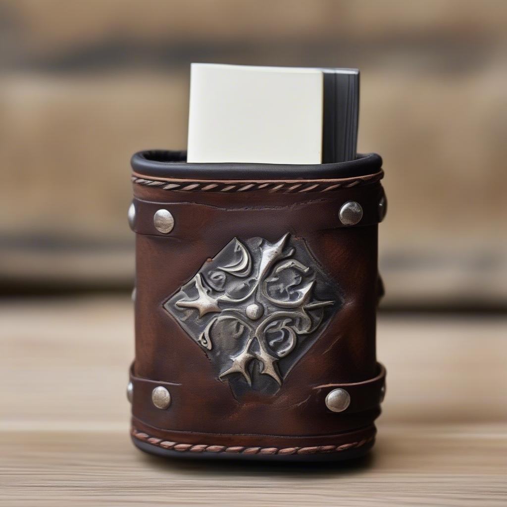 Leather and Metal Cowboy Match Holder