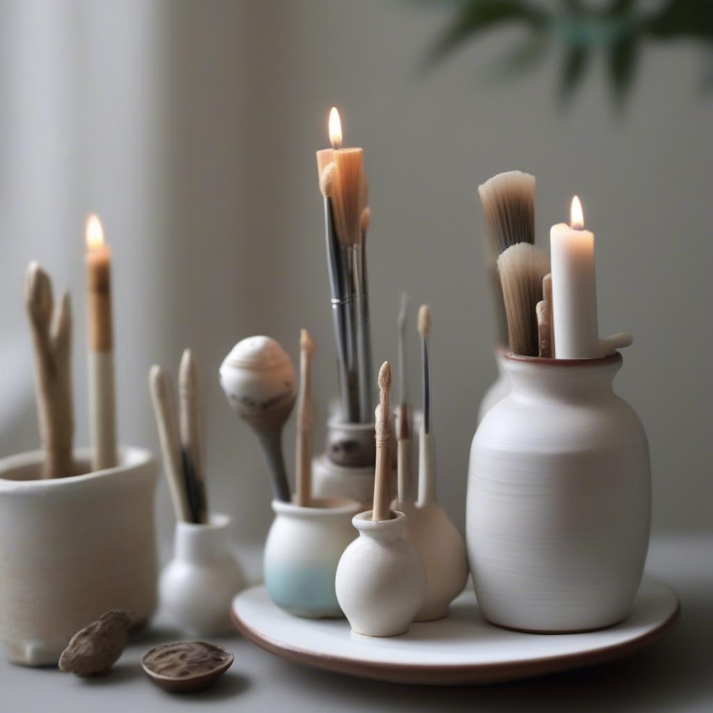 Various creative uses of ceramic small pots beyond planting, such as storage containers, candle holders, and decorative accents.