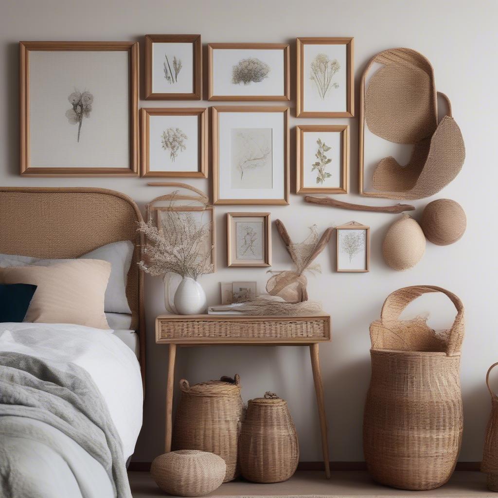 Wall frames can be used to display more than just photos, adding a unique touch to your bedroom decor.