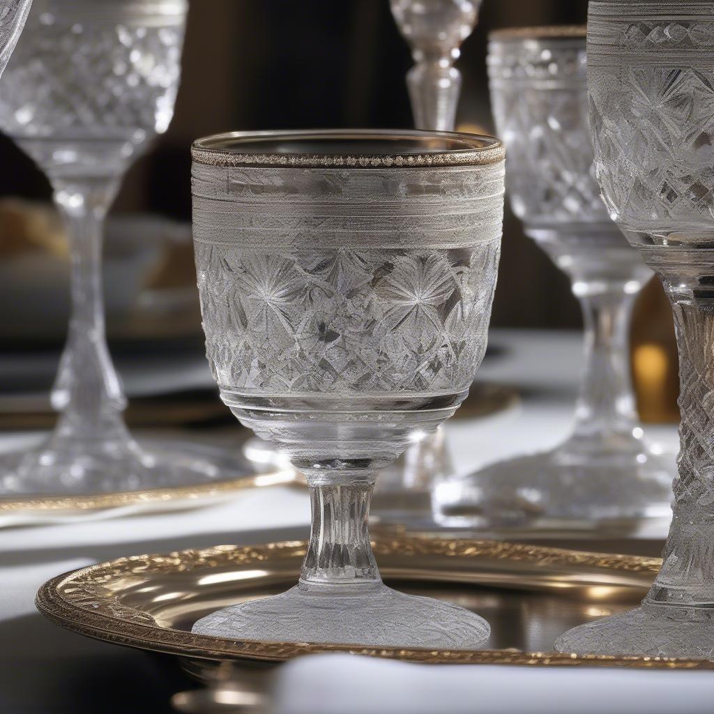 Antique Crystal Water Goblets Exuding Luxury